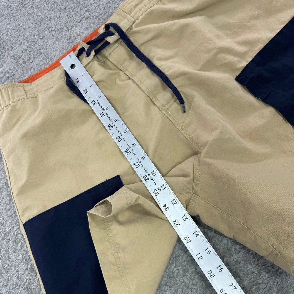 Y2K Tommy Hilfiger Vintage Mens XL Tan Navy‎ Colorblock Board Shorts Swim Trunks